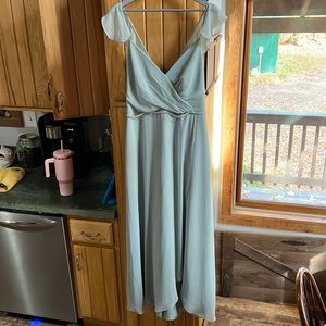 David’s Bridal dress, bridesmaid, sage